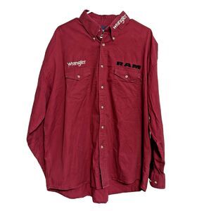 Wrangler Ram Western Shirt Button-Up Size XXL 100% Cotton
